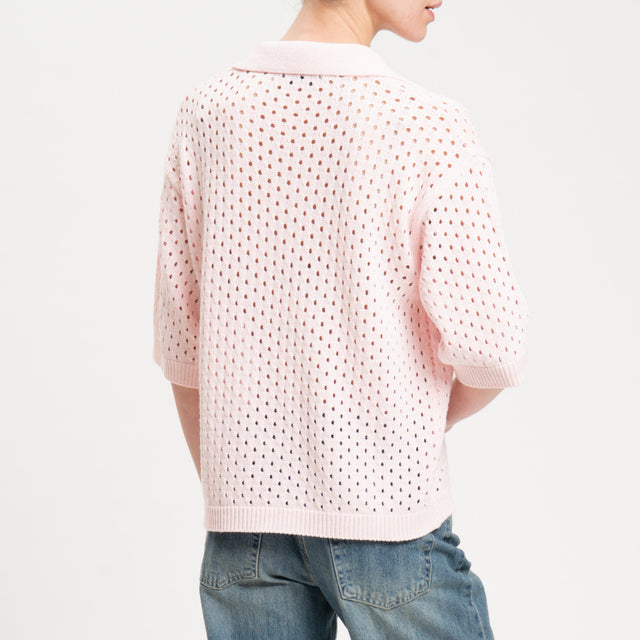 Haveone-Maglia polo traforata - rosa