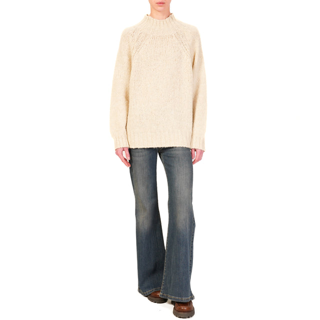 Haveone-Alpaca Blend Crater Neck Sweater - Lime