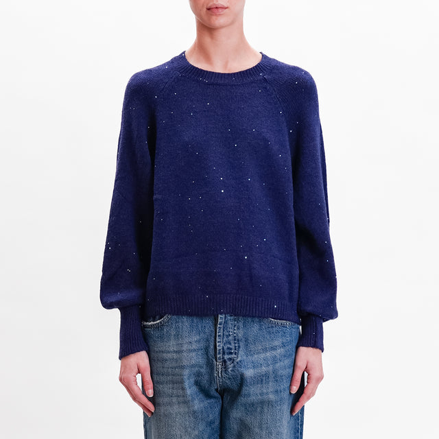 Haveone-Maglia over con micro paillettes - blu