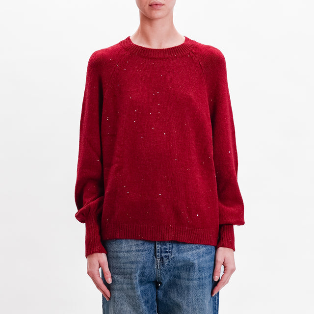 Haveone-Maglia over con micro paillettes - Bordeaux