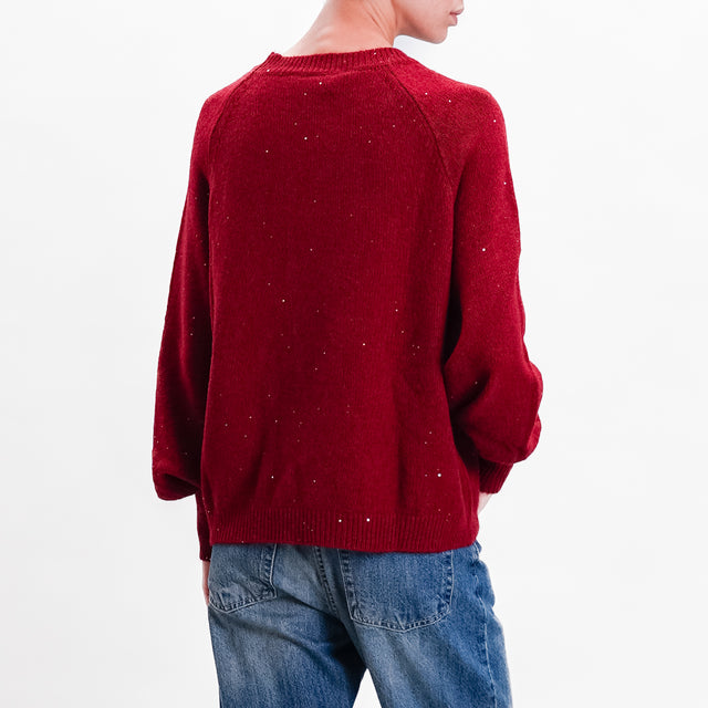 Haveone-Maglia over con micro paillettes - Bordeaux