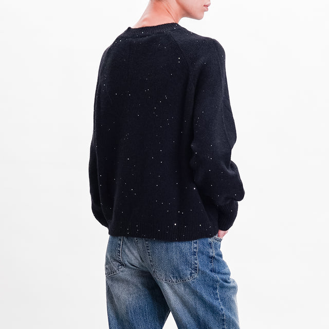 Haveone-Maglia over con micro paillettes - nero