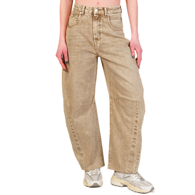 Haveone-Jeans BARBARA barrel taglio vivo - denim beige