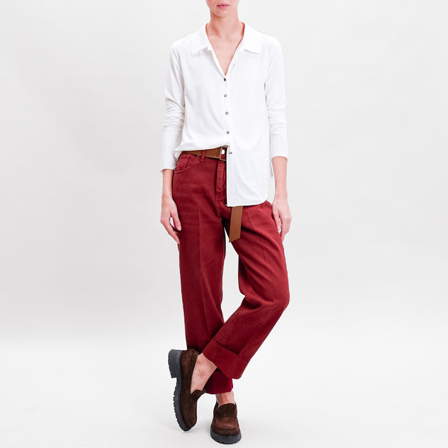 Haveone-MANDY cotton drill stone wash trousers - Bordeaux