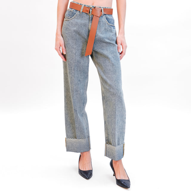 Haveone-Jeans MANDY dritto con risvolto taglio vivo - denim