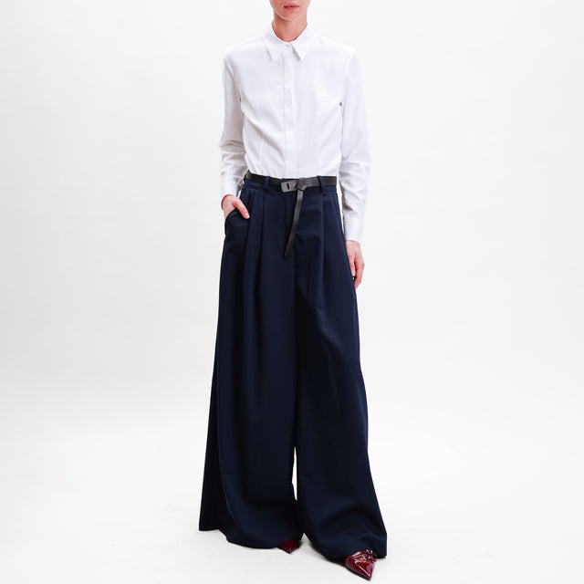 Haveone-Pantalone palazzo con cintura - blu