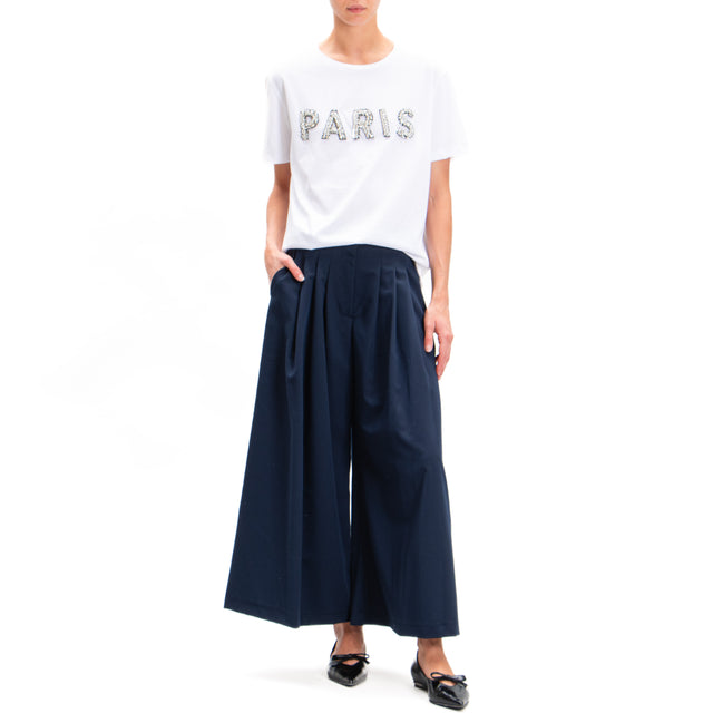 Haveone-Pantalone wide leg con pinces - blu