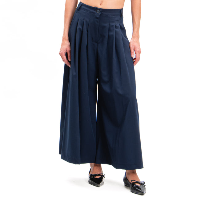 Haveone-Pantalone wide leg con pinces - blu