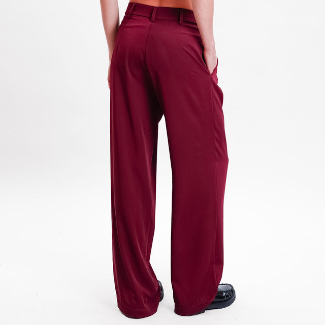 Haveone-Pantalone palazzo tessuto fluido - Bordeaux