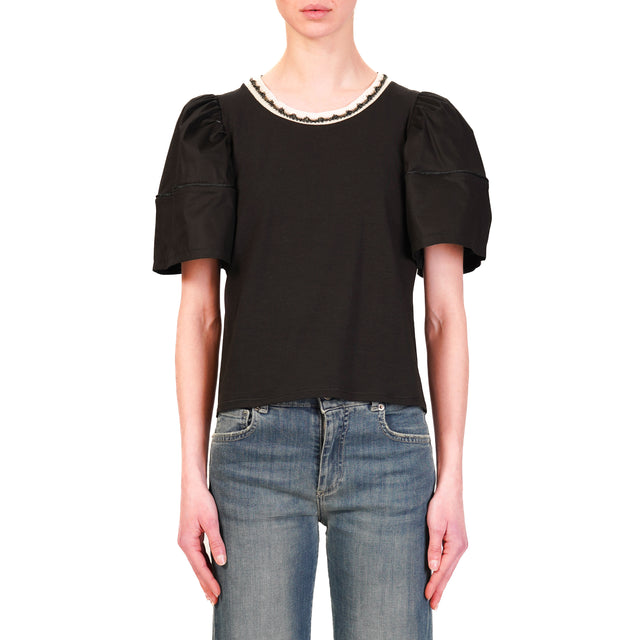 Haveone-T-shirt girocollo mezza manica - nero