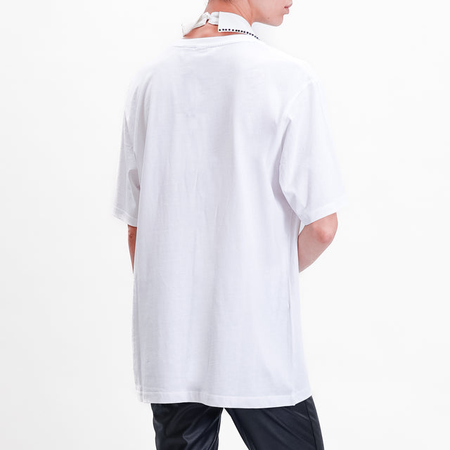 Haveone-T-shirt + colletto dettaglio gioiello - bianco