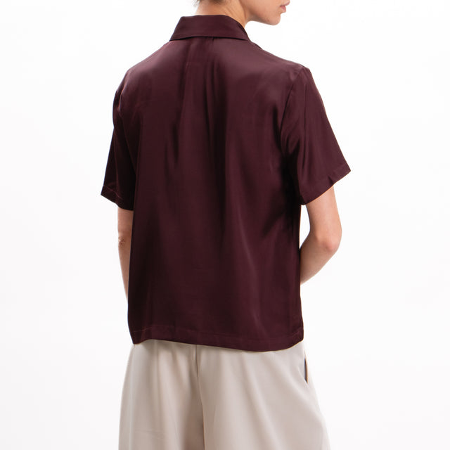 Imperial-Camicia satin mezza manica - vino