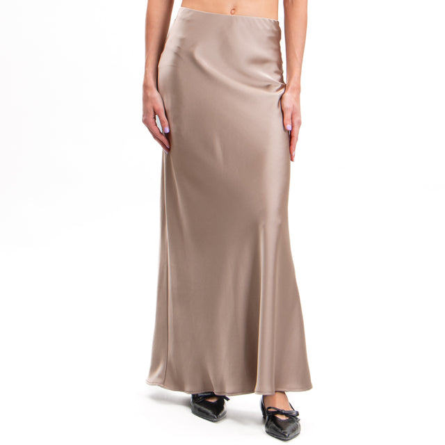 Imperial-Elastic waist satin skirt - dove grey