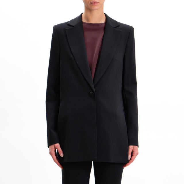 Imperial-Crêpe Jacket with Shoulder Straps and Side Slits - Black