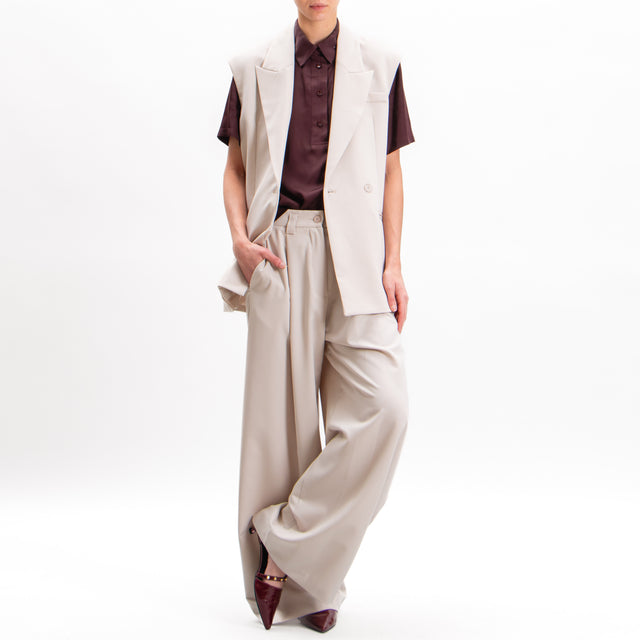 Imperial-Palazzo trousers with pleats - mastic