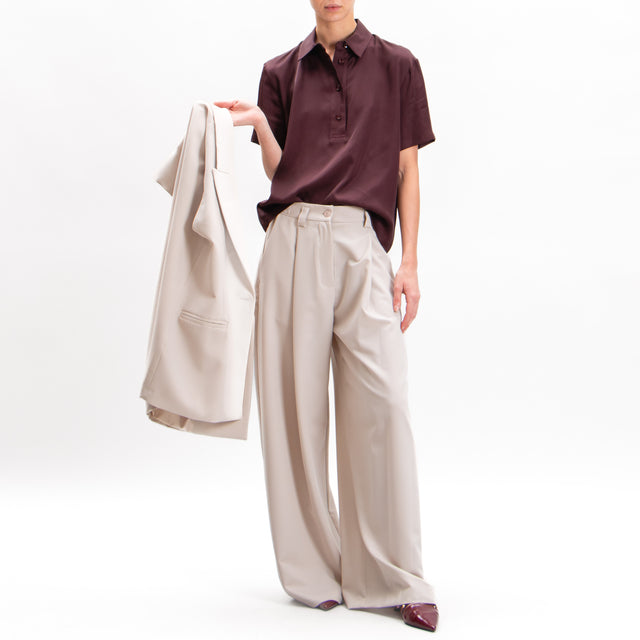 Imperial-Palazzo trousers with pleats - mastic