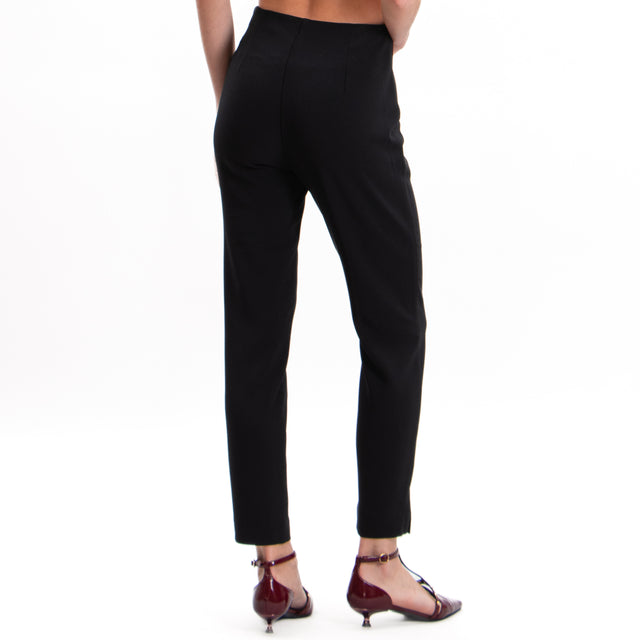 Imperial-Pantalone crêpe elasticcizato con spacchi - nero