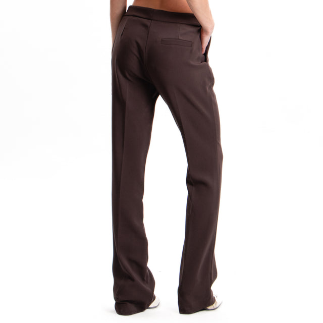 Imperial-Pantalone crêpe elasticizzato - cioccolato