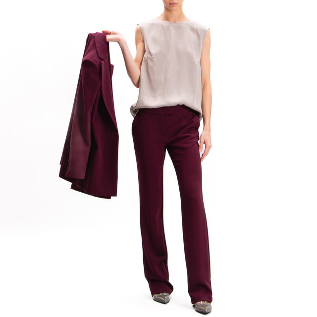 Imperial-Stretch crepe trousers - wine