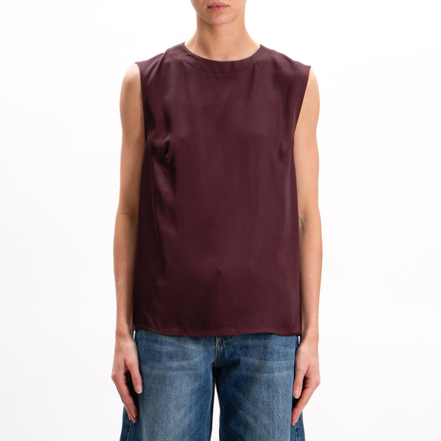 Imperial-Blusa satin smanicata - vino