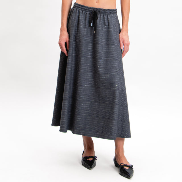 Imperial-Prince of Wales Skirt with Drawstring - Charcoal/Black