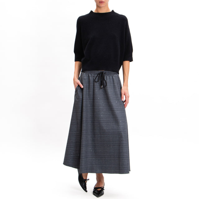 Imperial-Prince of Wales Skirt with Drawstring - Charcoal/Black