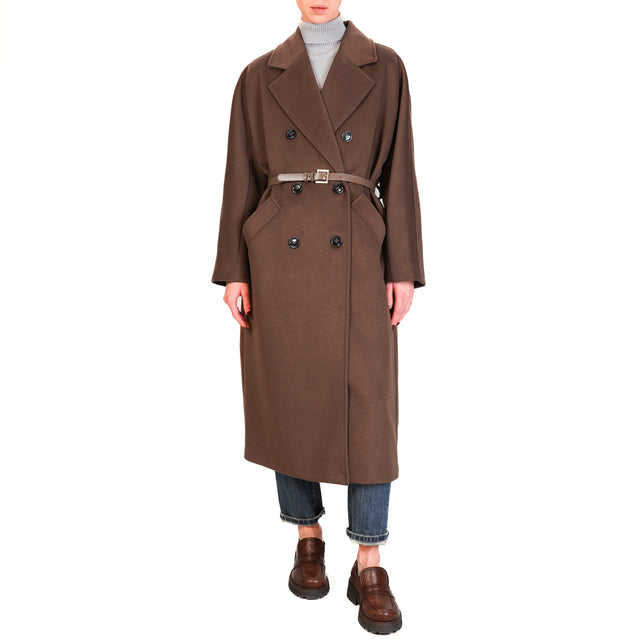 Imperial-Cappotto doppiopetto con cintura - brown