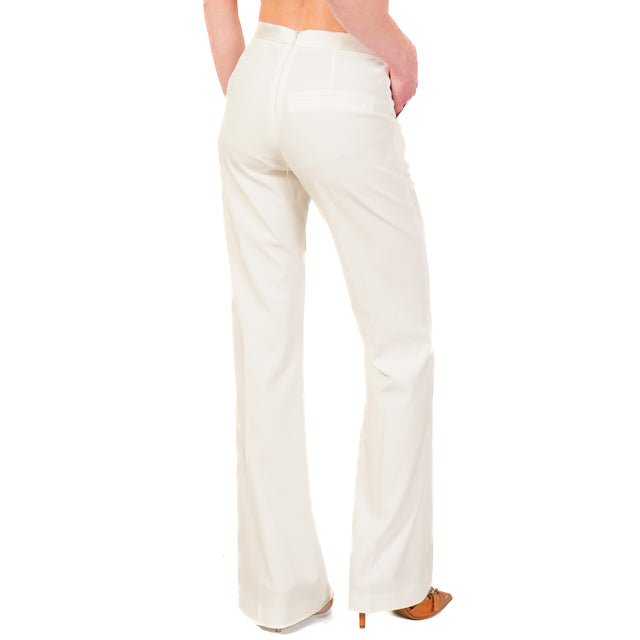 Imperial-Pantalone zampa in crepe elasticizzato - latte