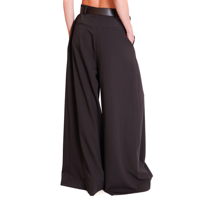 Imperial-Palazzo trousers with pleats - ebony