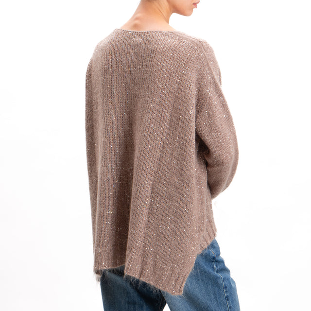 Kontatto-V-neck mohair sweater with sequins - dove grey