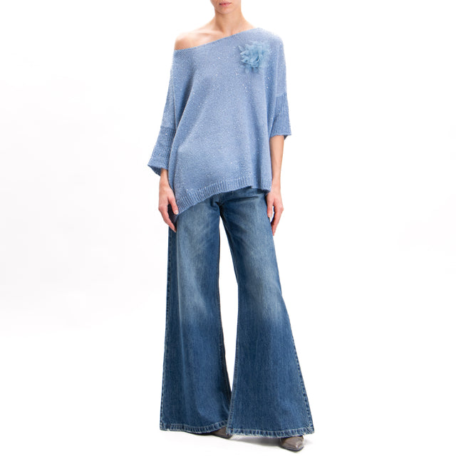 Kontatto-Mohair boat neck sweater with sequins - sugar paper