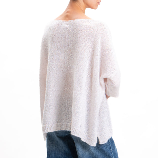 Kontatto-Mohair boat neck sweater with sequins - ecru'