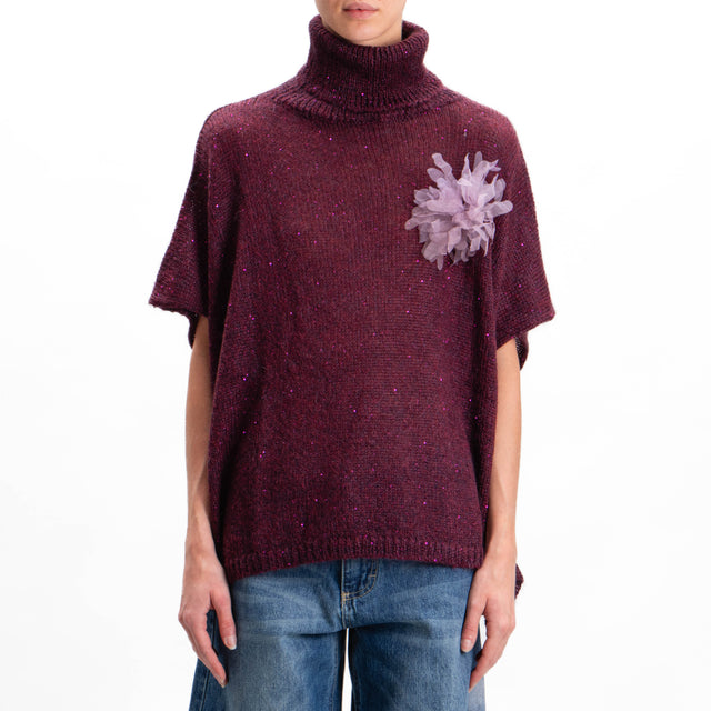 Kontatto-Mohair turtleneck sweater with sequins - wine