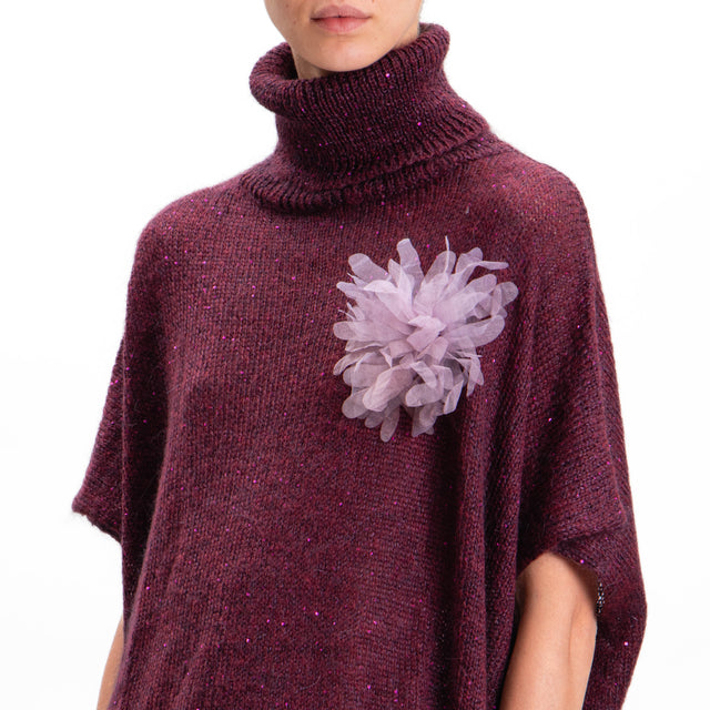 Kontatto-Mohair turtleneck sweater with sequins - wine