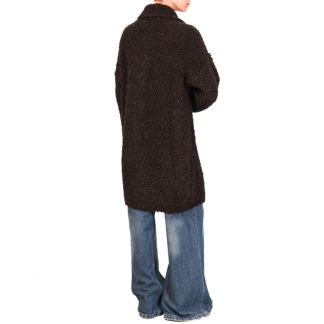 Kontatto-Cappotto teddy mohair 3 bottoni - moro