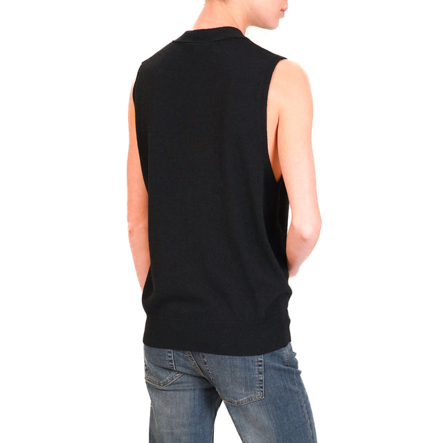 Kontatto-Gilet in maglia misto cashmere - nero