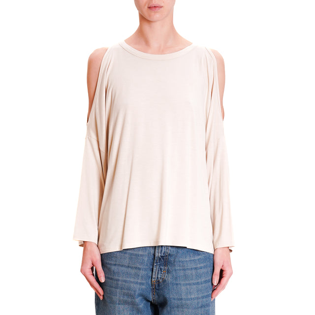 Kontatto-Cut out jersey T-shirt - beige