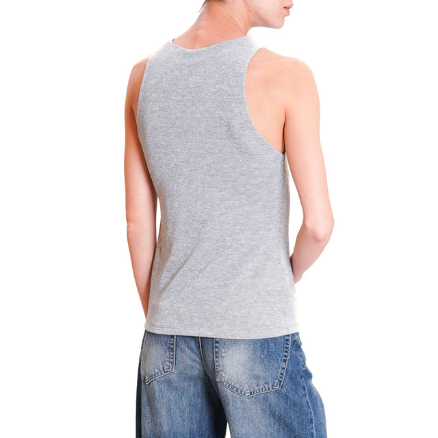 Kontatto-Lurex halterneck tank top - grey