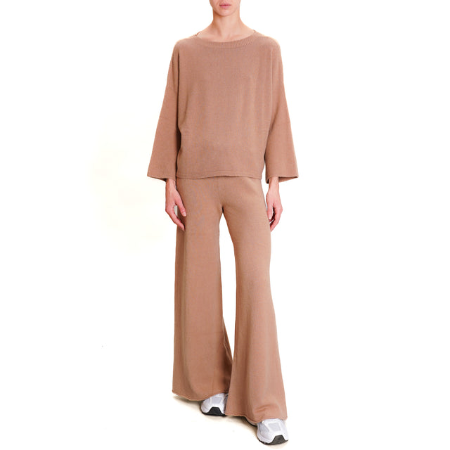 Kontatto-QS Drawstring Knitted Trousers - Caramel