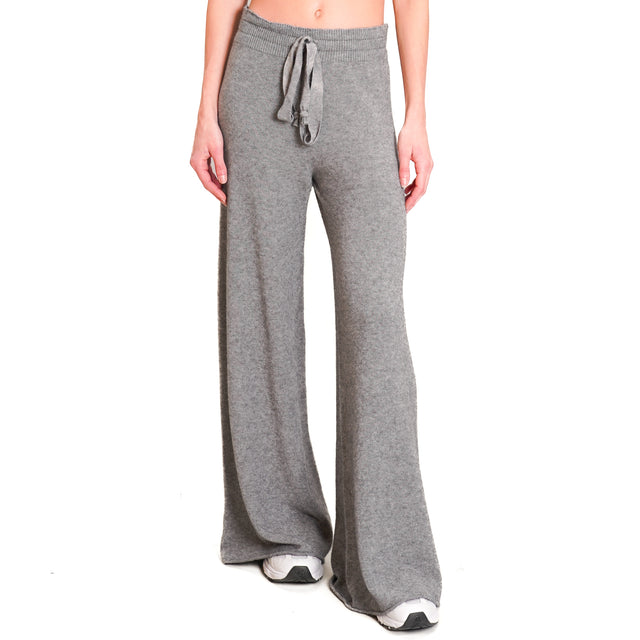 Kontatto-QS Drawstring Knitted Trousers - Medium Grey