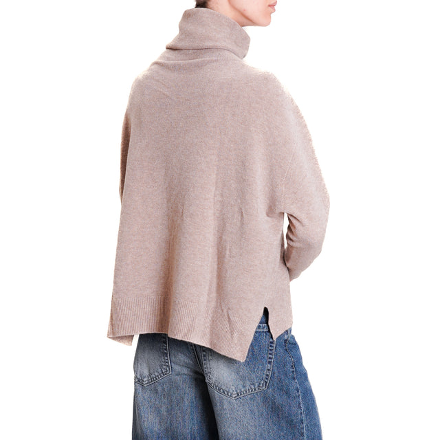 Kontatto-QS High neck sweater with side slits - dove grey