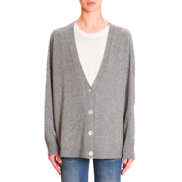 Kontatto-Cardigan with side slits - medium grey