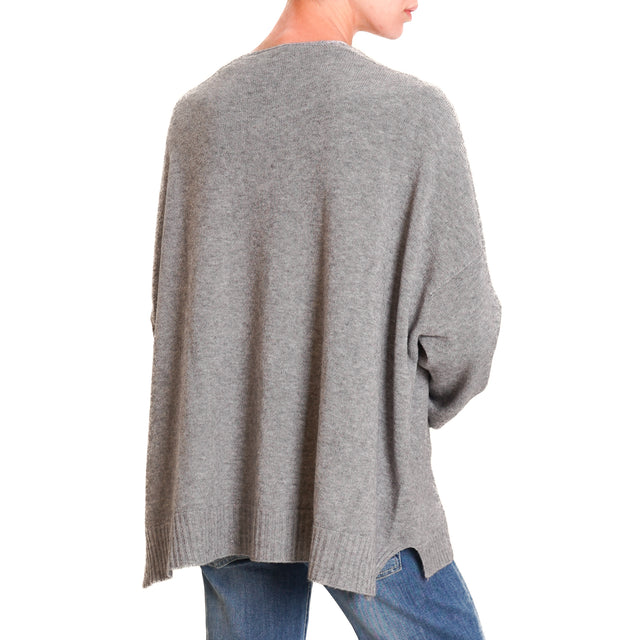 Kontatto-Cardigan with side slits - medium grey