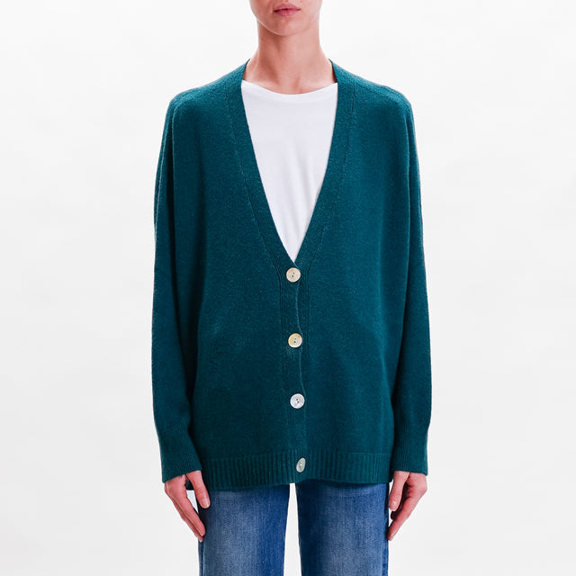 Kontatto-Cardigan con spacchi laterali - VERDE