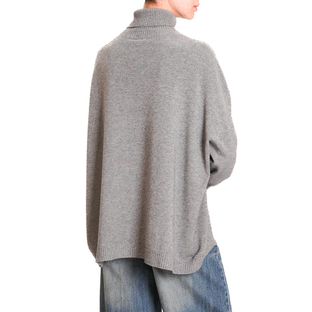 Kontatto-QS High Neck Oversized Sweater - Medium Grey