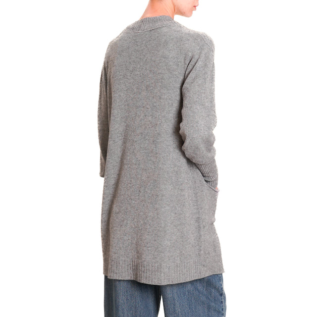 Kontatto-Cardigan with pockets - medium grey