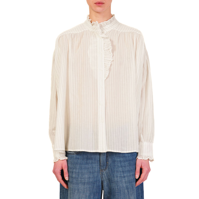 Kontatto-Camicia righe con rouches - bianco