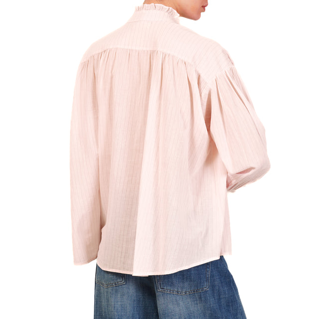 Kontatto-Camicia righe con rouches - rosa