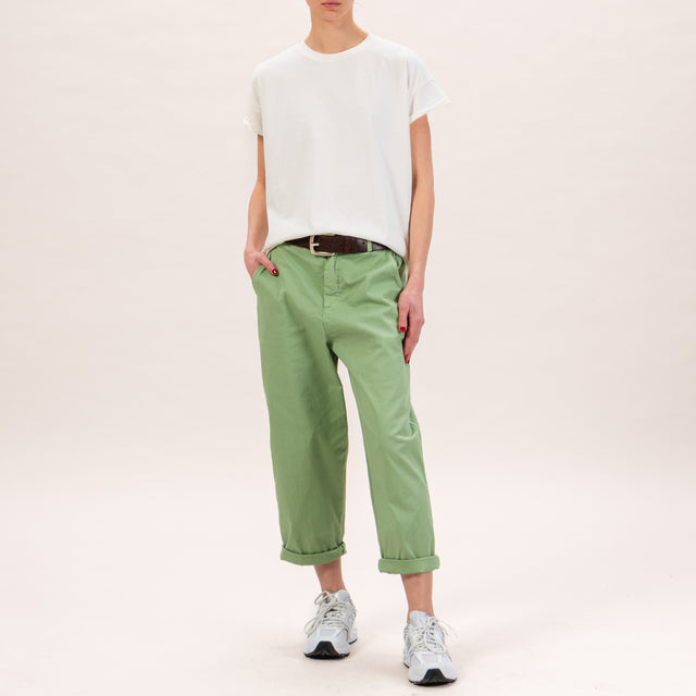 Zeroassoluto-Pantalone LORY baggy elasticizzato - green bay