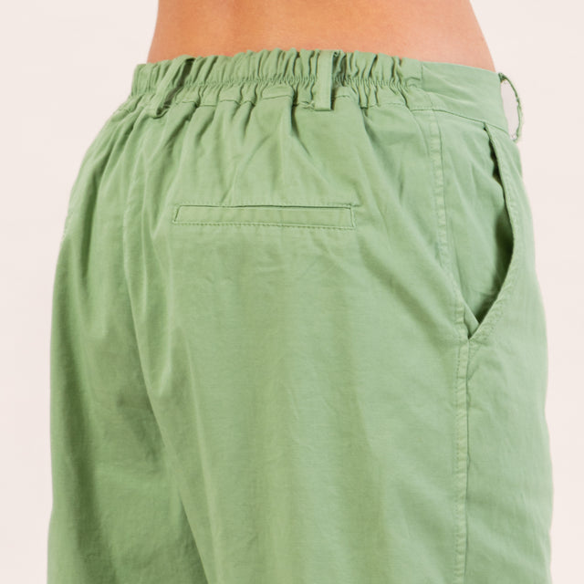 Zeroassoluto-Pantalone LORY baggy elasticizzato - green bay